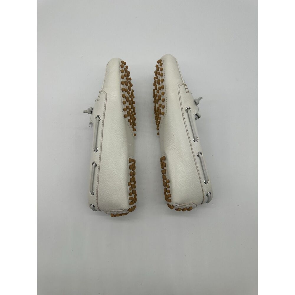 Veronica Beard Jia Boater Loafer Sz 7 M Upper Leather Coconut White NWT - Picture 3 of 10